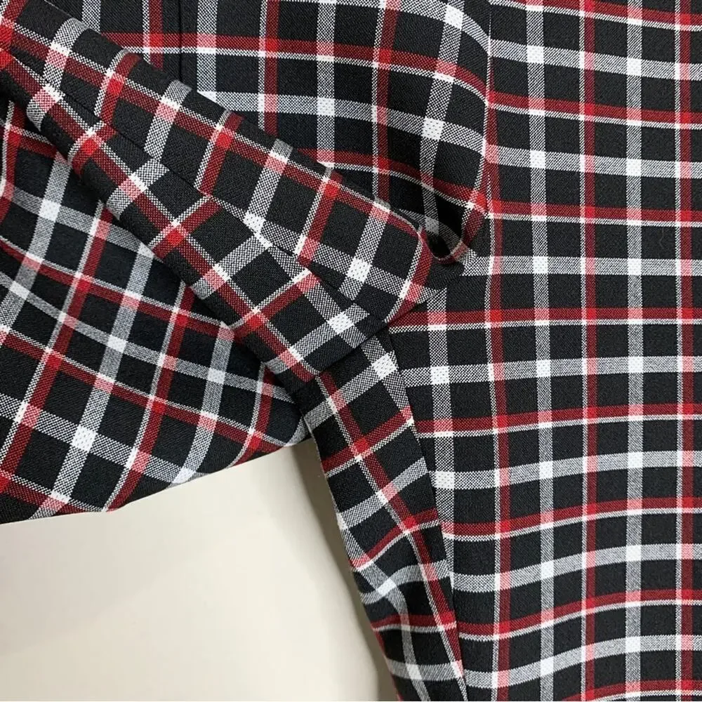 Akris Punto Francoise Slim Straight Pant (Sz 4) Glen Check Plaid Black Red - Picture 7 of 16